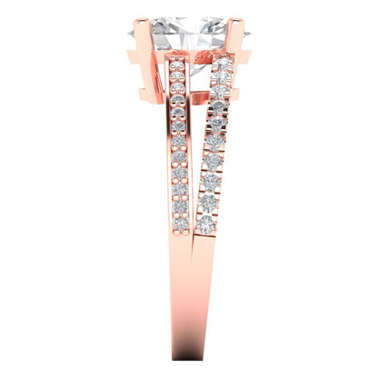 2.32 cttw White Sapphire Solitaire with Zirconia Simulated Diamond Accents Engagement Ring - Solid Rose Gold (VVS1, Oval Cut,9X7mm)