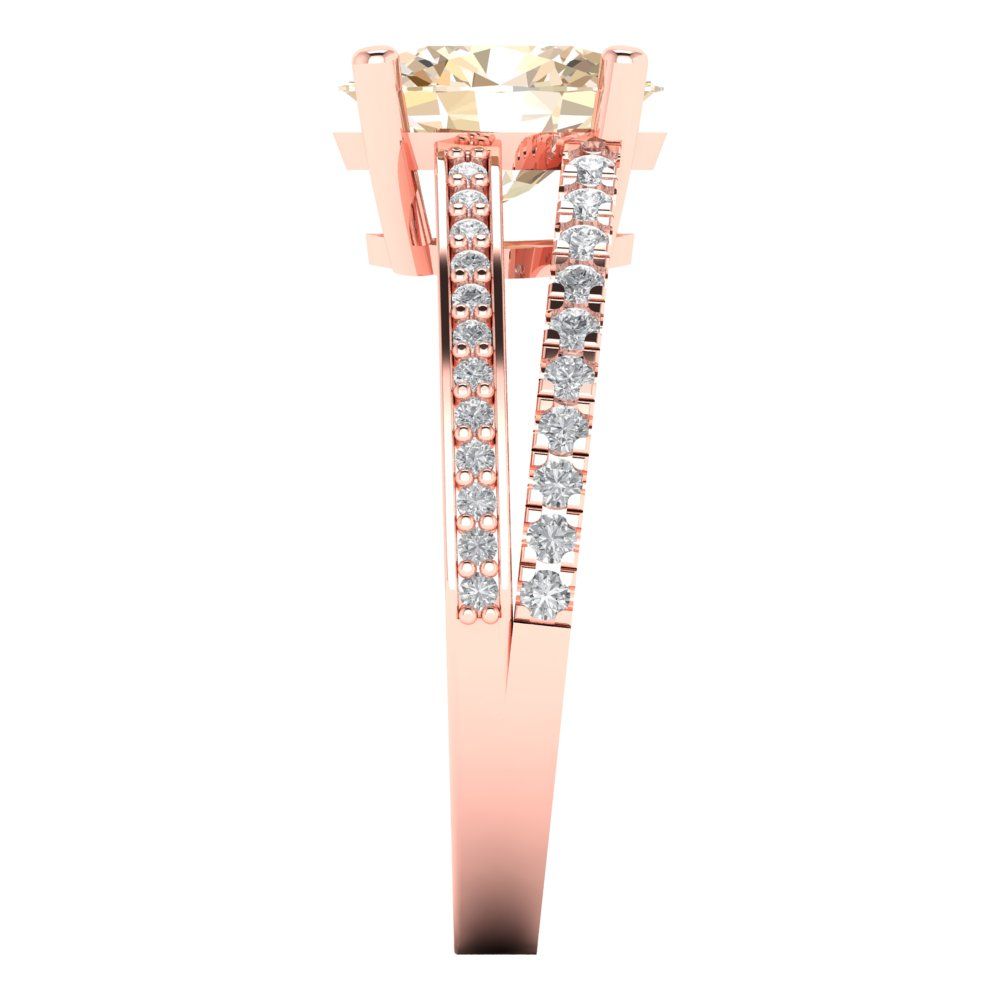 2.32 cttw Natural Morganite Solitaire with Zirconia Simulated Diamond Accents Engagement Ring - Solid Gold (Oval Cut,9X7mm)