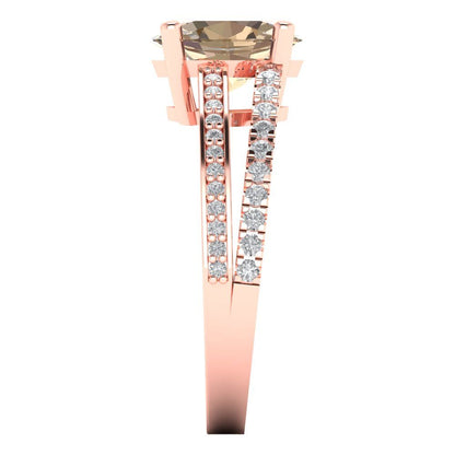 2.32 cttw Yellow Moissanite Solitaire with Zirconia Simulated Diamond Accents Engagement Ring - Solid Gold (Oval Cut,9X7mm)