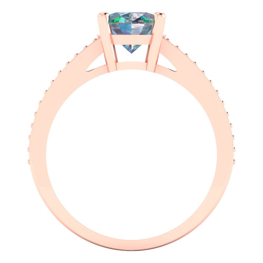 2.32 cttw Blue Moissanite Solitaire with Zirconia Simulated Diamond Accents Engagement Ring - Solid Gold (Oval Cut,9X7mm)