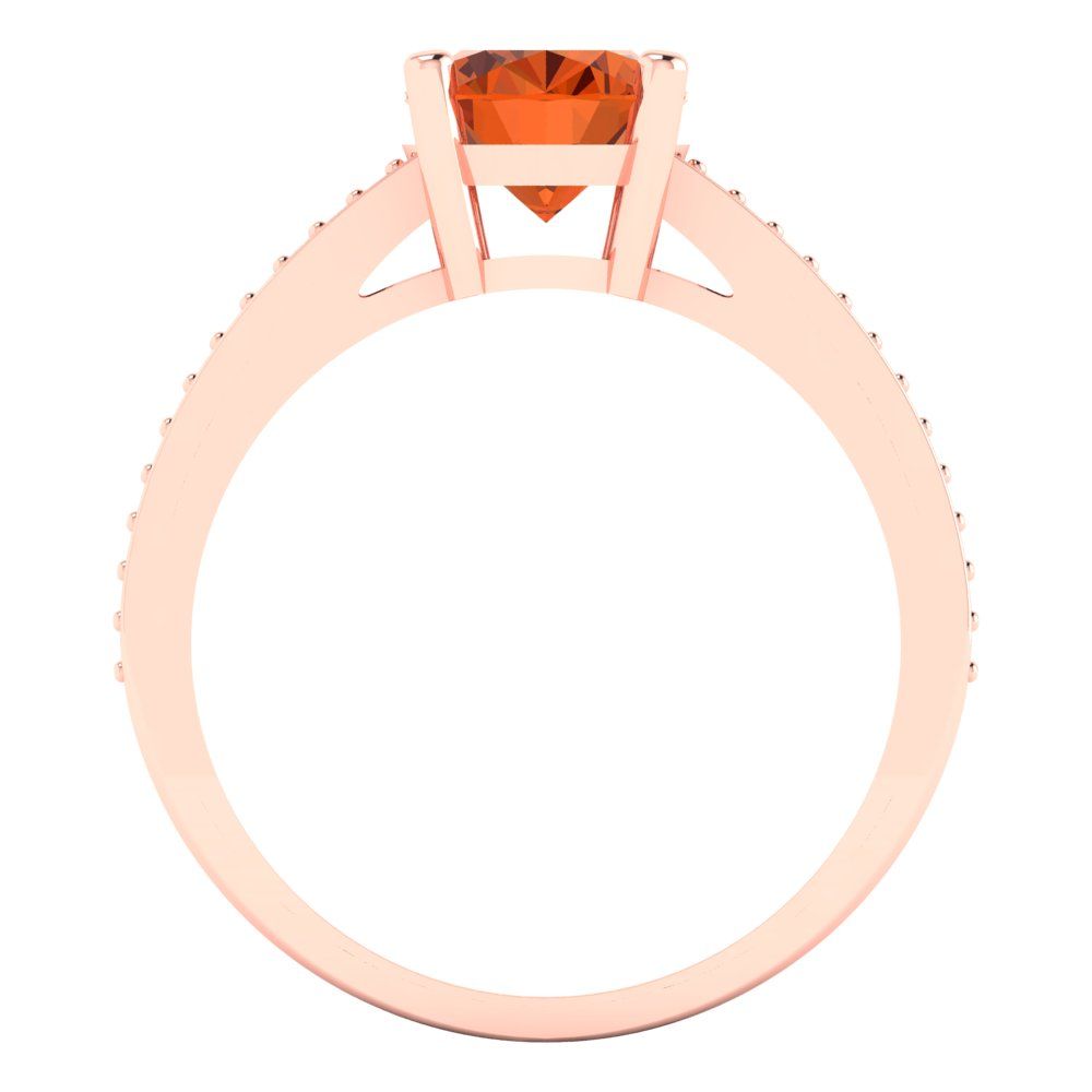 2.32 cttw Simulated Pink Tourmaline Solitaire with Zirconia Simulated Diamond Accents Engagement Ring - Solid Gold (Oval Cut,9X7mm)