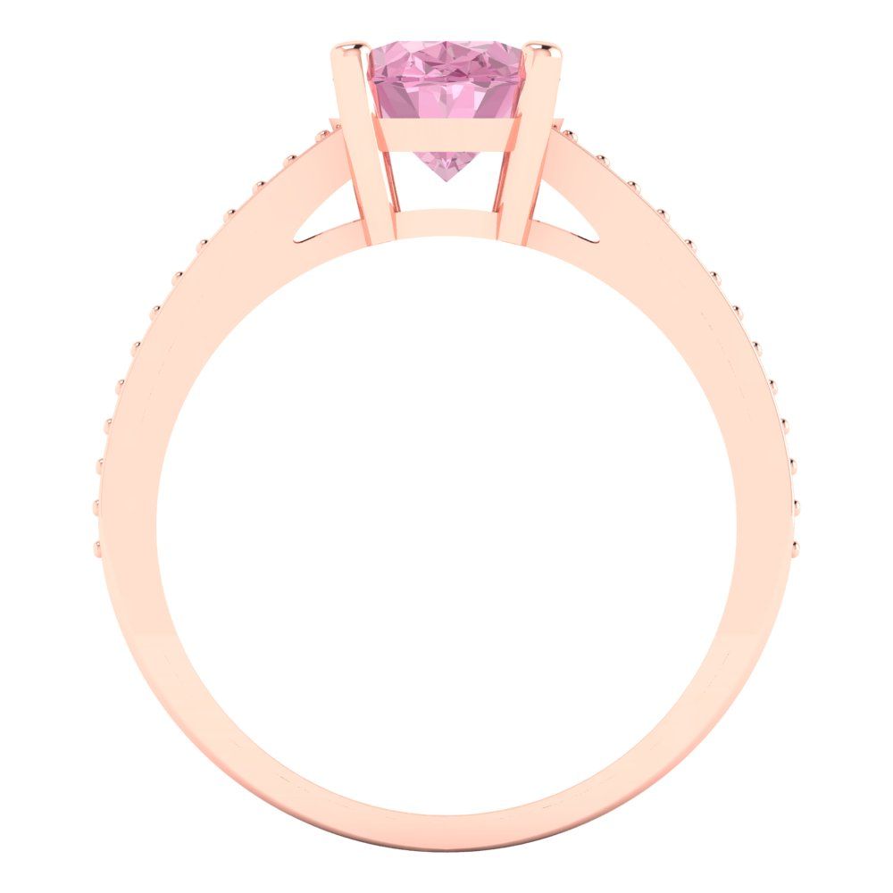 2.32 cttw Zirconia Simulated Pink Diamond Solitaire with Zirconia Simulated Diamond Accents Engagement Ring - Solid Gold (VVS1, Oval Cut,9X7mm)
