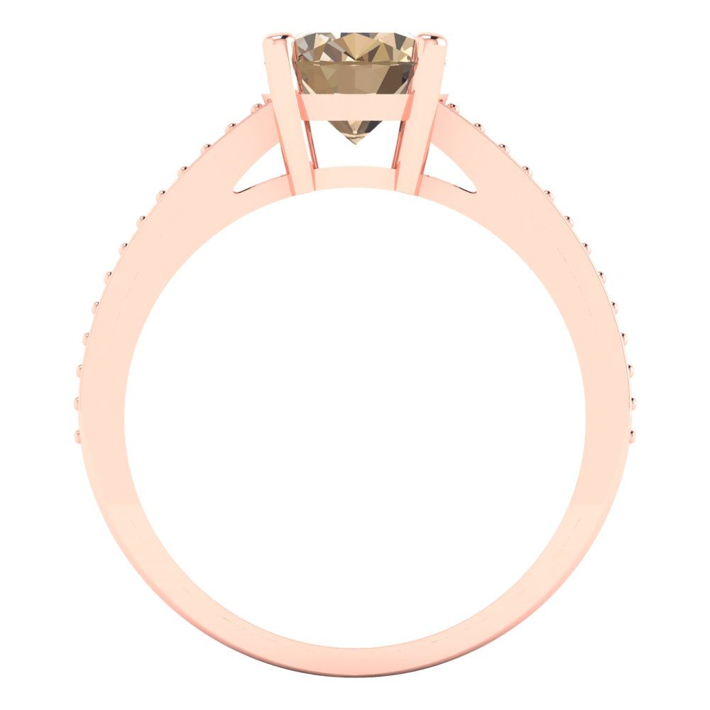 2.32 cttw Yellow Moissanite Solitaire with Zirconia Simulated Diamond Accents Engagement Ring - Solid Gold (Oval Cut,9X7mm)