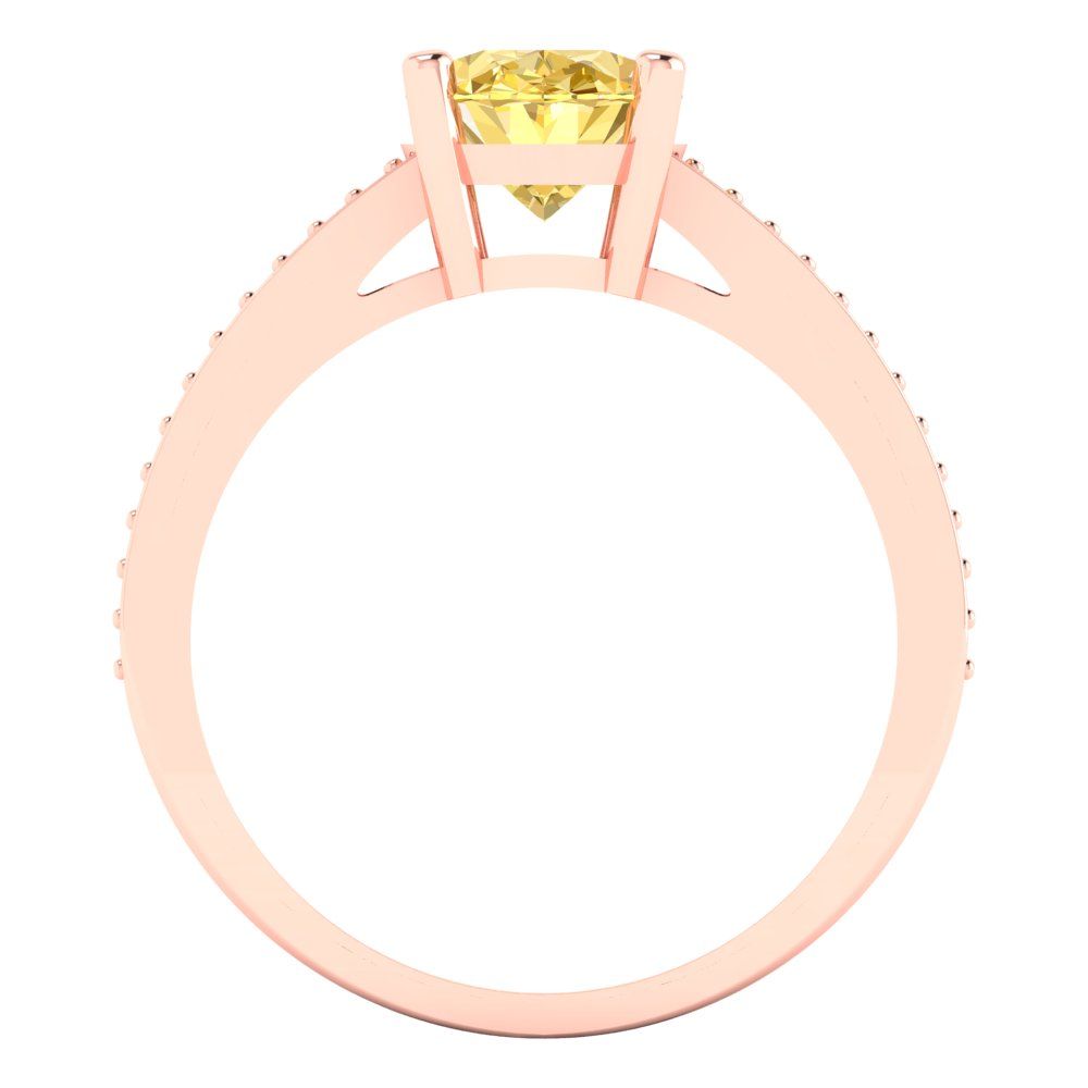 2.32 cttw Natural Citrine Solitaire with Zirconia Simulated Diamond Accents Engagement Ring - Solid Gold (Oval Cut,9X7mm)