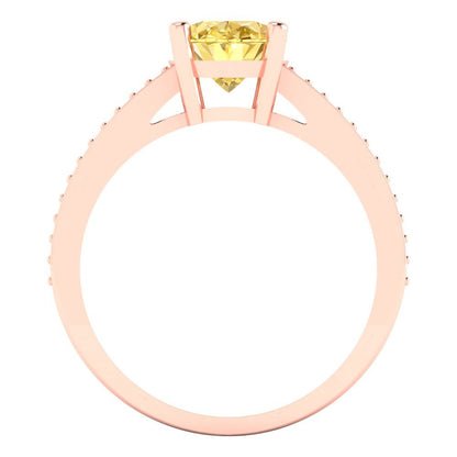 2.32 cttw Natural Citrine Solitaire with Zirconia Simulated Diamond Accents Engagement Ring - Solid Gold (Oval Cut,9X7mm)