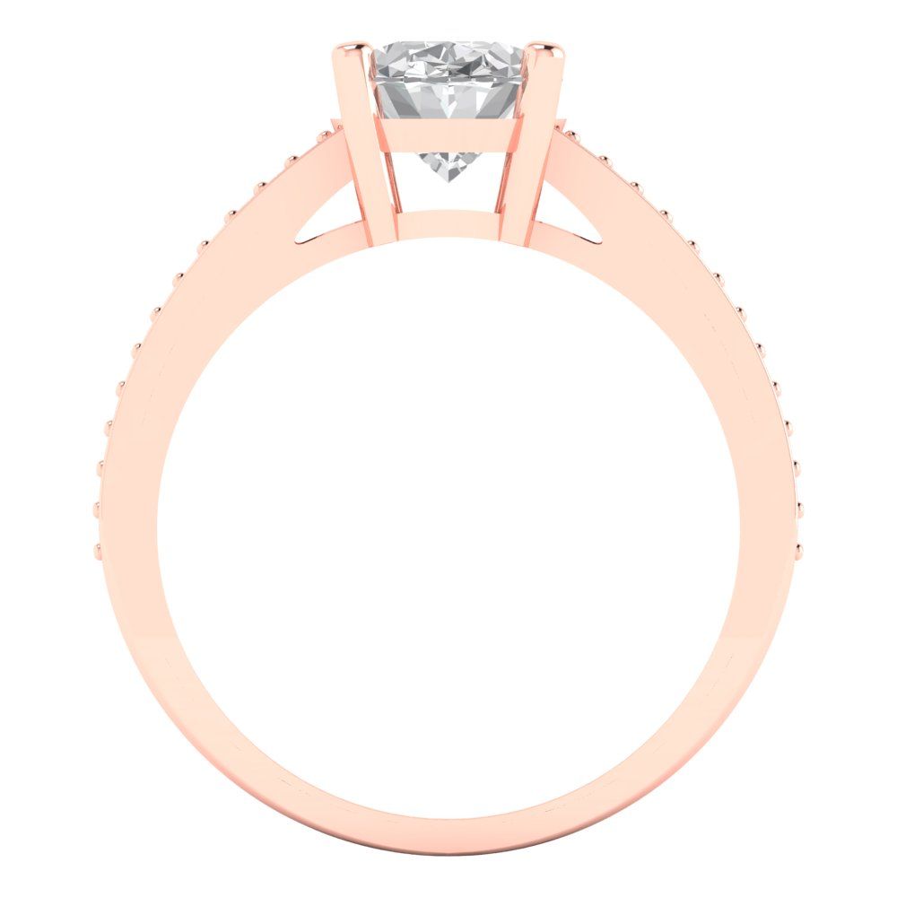 2.32 cttw Certified Moissanite Solitaire with Zirconia Simulated Diamond Accents Engagement Ring - Solid Gold (VVS1, D-F,Oval Cut,9X7mm)