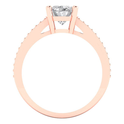 2.32 cttw Certified Moissanite Solitaire with Zirconia Simulated Diamond Accents Engagement Ring - Solid Gold (VVS1, D-F,Oval Cut,9X7mm)