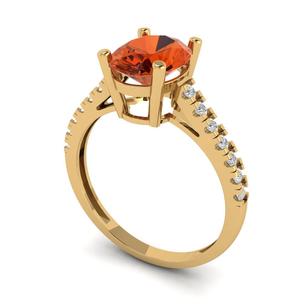 2.21 cttw Zirconia Simulated Red Diamond Solitaire with Zirconia Simulated Diamond Accents Engagement Ring - Solid Gold (VVS1, Oval Cut,9X7mm)