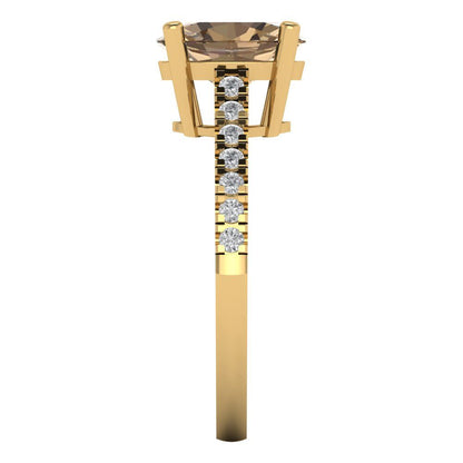 2.21 cttw Zirconia Simulated Champagne Diamond Solitaire with Zirconia Simulated Diamond Accents Engagement Ring - Solid Gold (VVS1, Oval Cut,9X7mm)