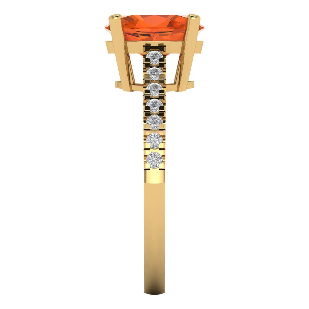 2.21 cttw Zirconia Simulated Red Diamond Solitaire with Zirconia Simulated Diamond Accents Engagement Ring - Solid Gold (VVS1, Oval Cut,9X7mm)