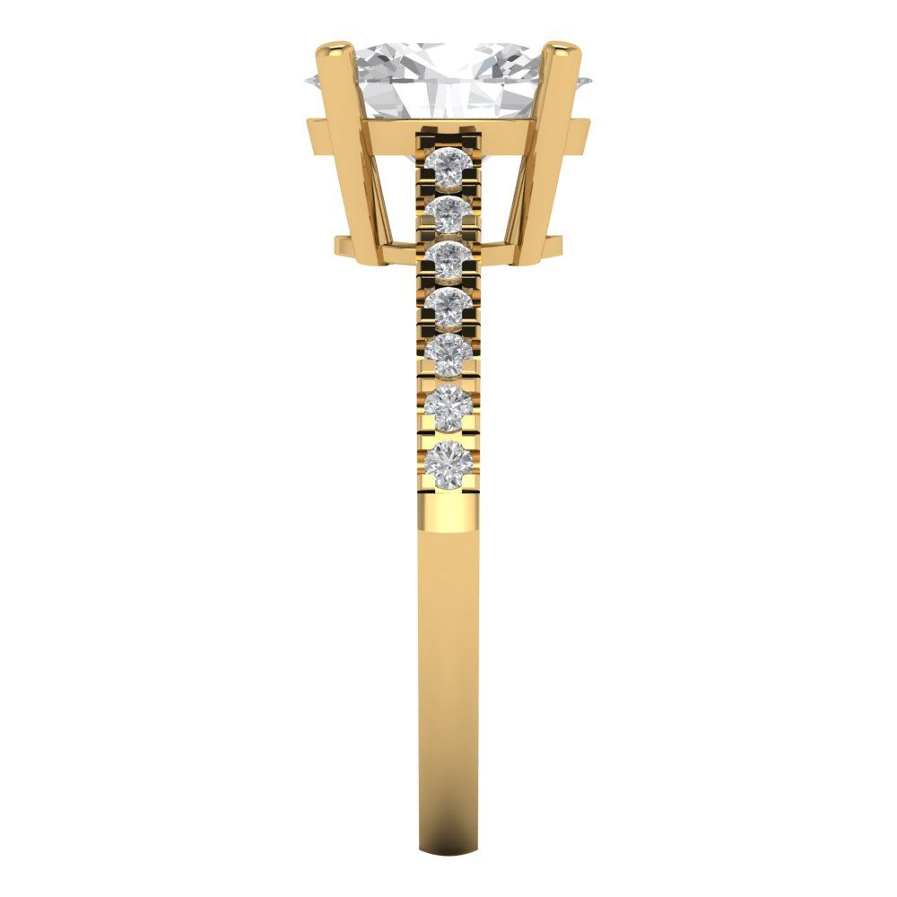 2.21 cttw White Sapphire Solitaire with Zirconia Simulated Diamond Accents Engagement Ring - Solid Gold (Oval Cut,9X7mm)