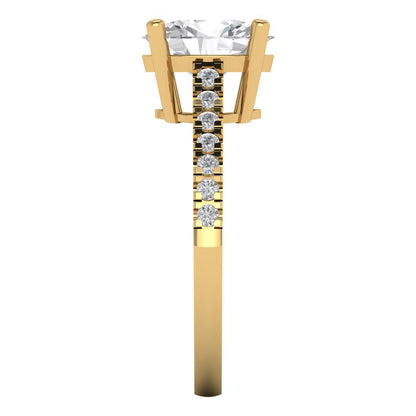 2.21 cttw White Sapphire Solitaire with Zirconia Simulated Diamond Accents Engagement Ring - Solid Gold (Oval Cut,9X7mm)