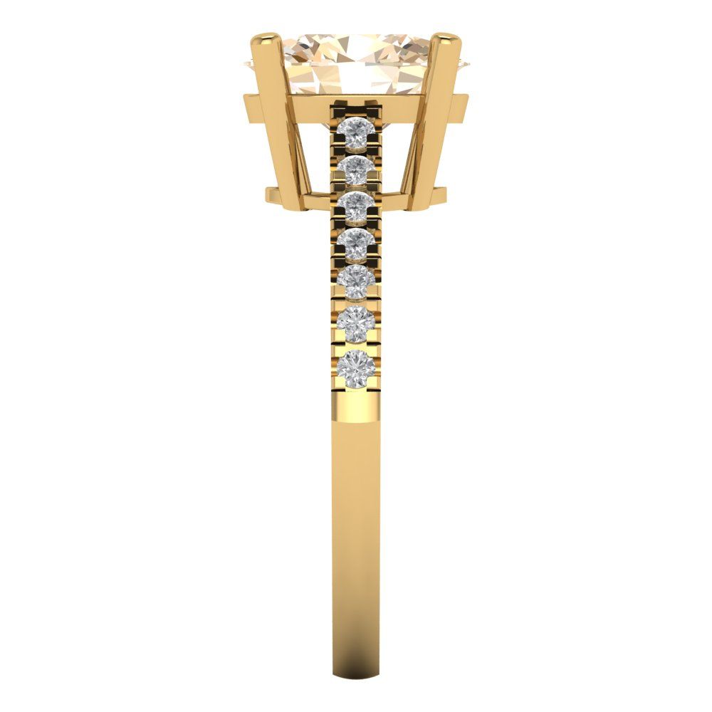 2.21 cttw Natural Morganite Solitaire with Zirconia Simulated Diamond Accents Engagement Ring - Solid Gold (Oval Cut,9X7mm)