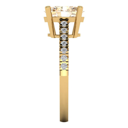 2.21 cttw Natural Morganite Solitaire with Zirconia Simulated Diamond Accents Engagement Ring - Solid Gold (Oval Cut,9X7mm)