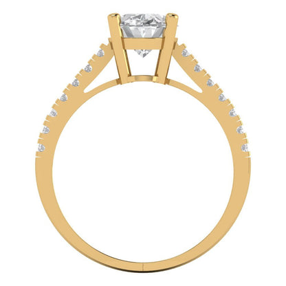 2.21 cttw White Sapphire Solitaire with Zirconia Simulated Diamond Accents Engagement Ring - Solid Gold (Oval Cut,9X7mm)