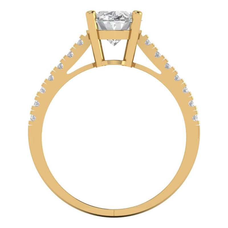 2.21 ct Brilliant Oval Cut Natural Diamond Stone Clarity SI1-2 Color G-H Yellow Gold Solitaire with Accents Ring