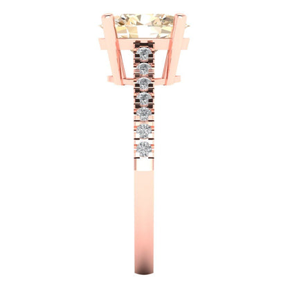 2.21 cttw Natural Morganite Solitaire with Zirconia Simulated Diamond Accents Engagement Ring - Solid Gold (Oval Cut,9X7mm)