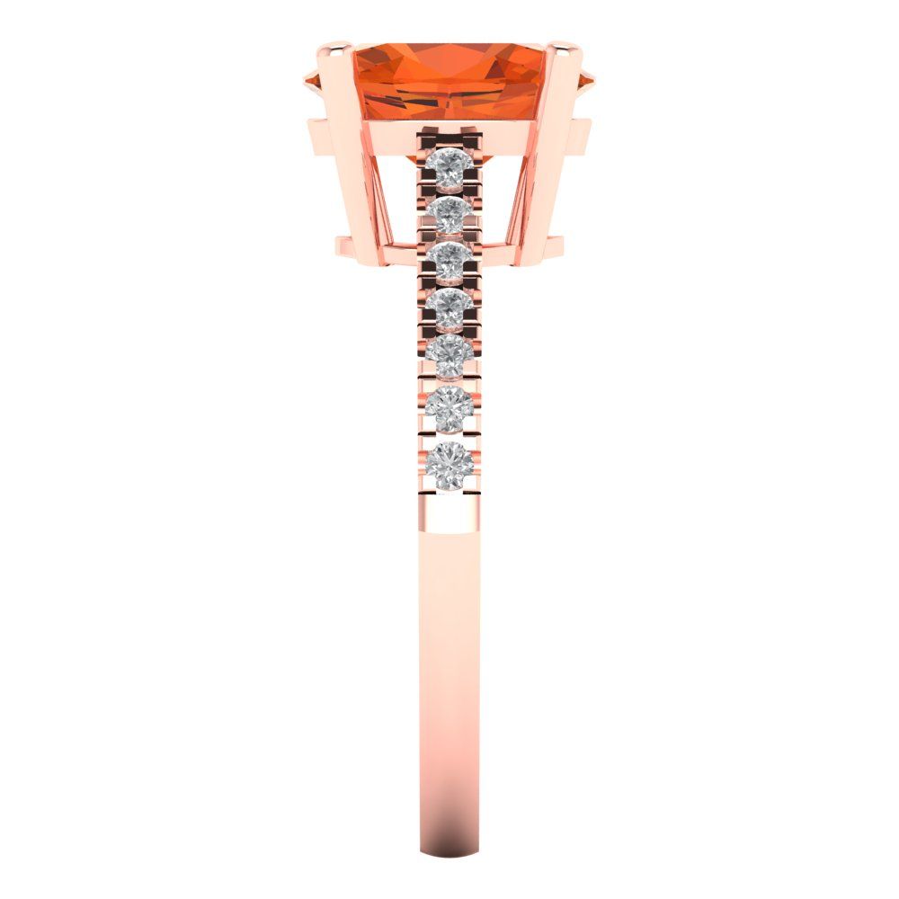 2.21 cttw Zirconia Simulated Red Diamond Solitaire with Zirconia Simulated Diamond Accents Engagement Ring - Solid Gold (VVS1, Oval Cut,9X7mm)