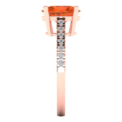 2.21 cttw Zirconia Simulated Red Diamond Solitaire with Zirconia Simulated Diamond Accents Engagement Ring - Solid Gold (VVS1, Oval Cut,9X7mm)