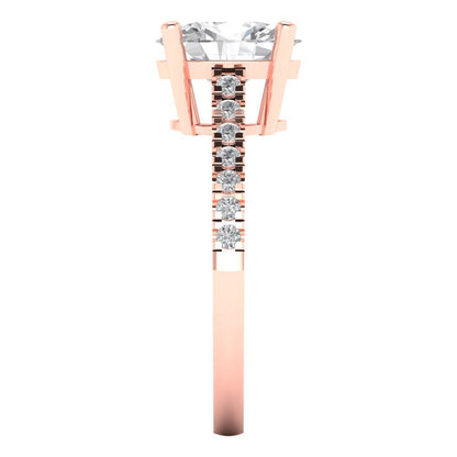 2.21 cttw White Sapphire Solitaire with Zirconia Simulated Diamond Accents Engagement Ring - Solid Gold (Oval Cut,9X7mm)