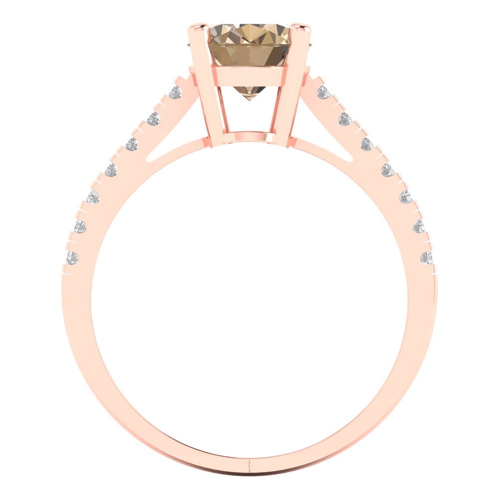 2.21 cttw Yellow Moissanite Solitaire with Zirconia Simulated Diamond Accents Engagement Ring - Solid Gold (Oval Cut,9X7mm)