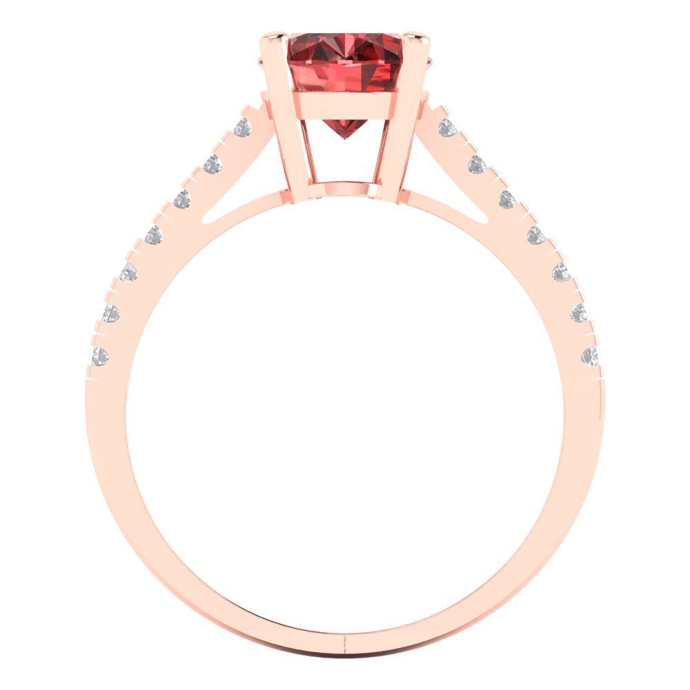 2.21 cttw Natural Garnet Solitaire with Zirconia Simulated Diamond Accents Engagement Ring - Solid Gold (Oval Cut,9X7mm)