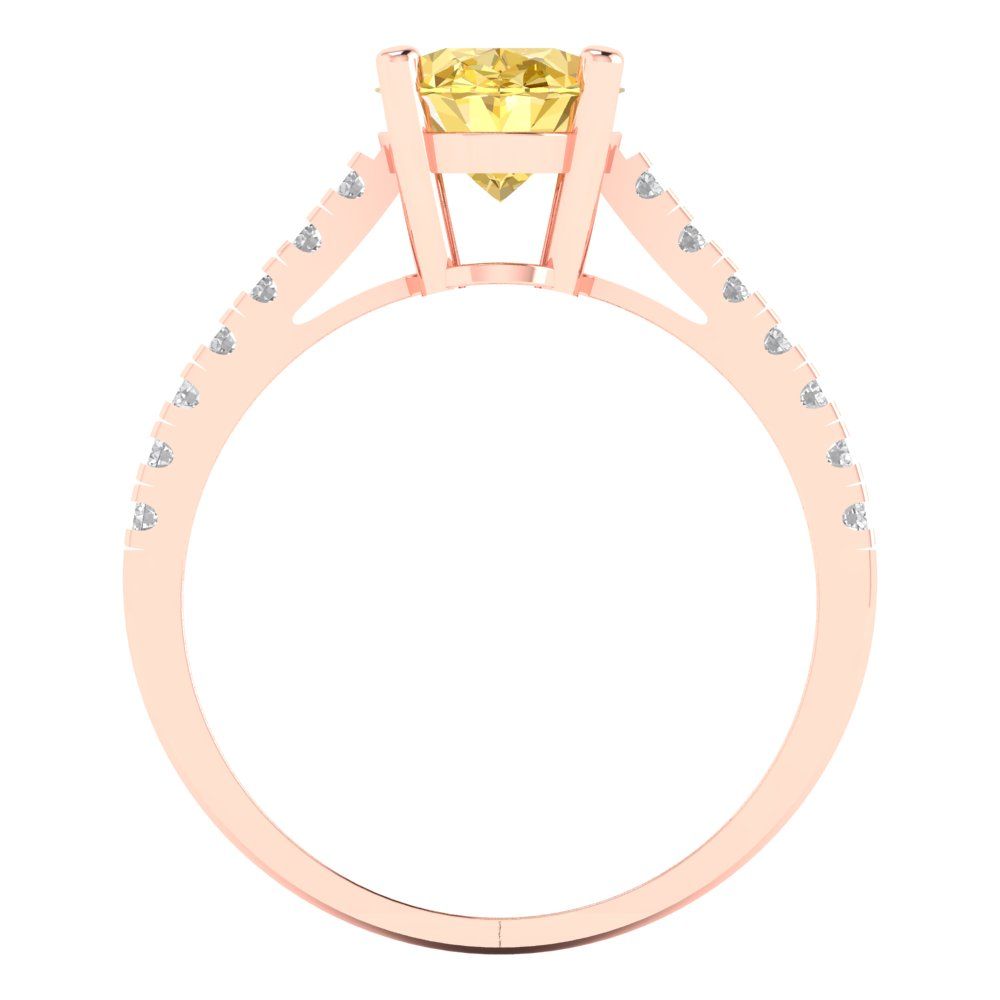 2.21 cttw Natural Citrine Solitaire with Zirconia Simulated Diamond Accents Engagement Ring - Solid Gold (Oval Cut,9X7mm)