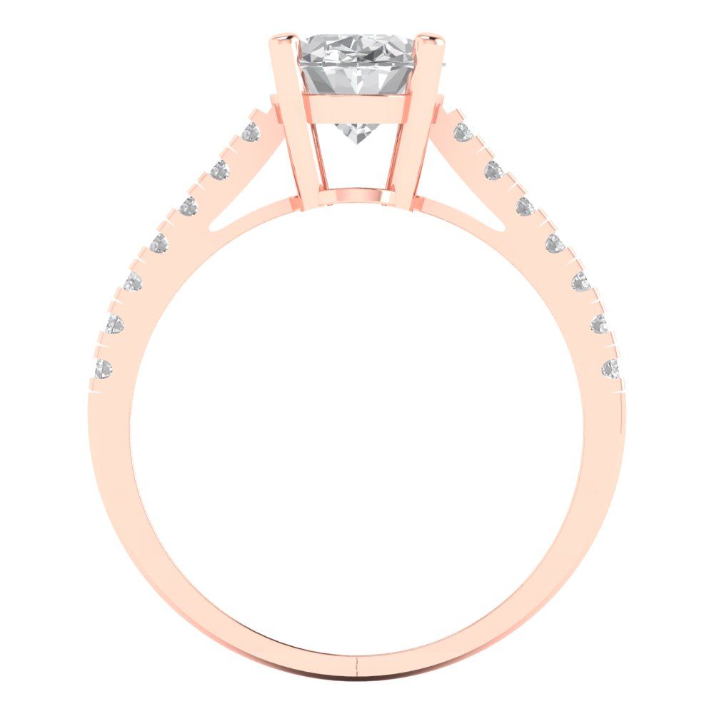 2.21 cttw White Sapphire Solitaire with Zirconia Simulated Diamond Accents Engagement Ring - Solid Gold (Oval Cut,9X7mm)