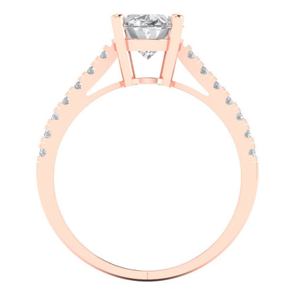 2.21 cttw White Sapphire Solitaire with Zirconia Simulated Diamond Accents Engagement Ring - Solid Gold (Oval Cut,9X7mm)