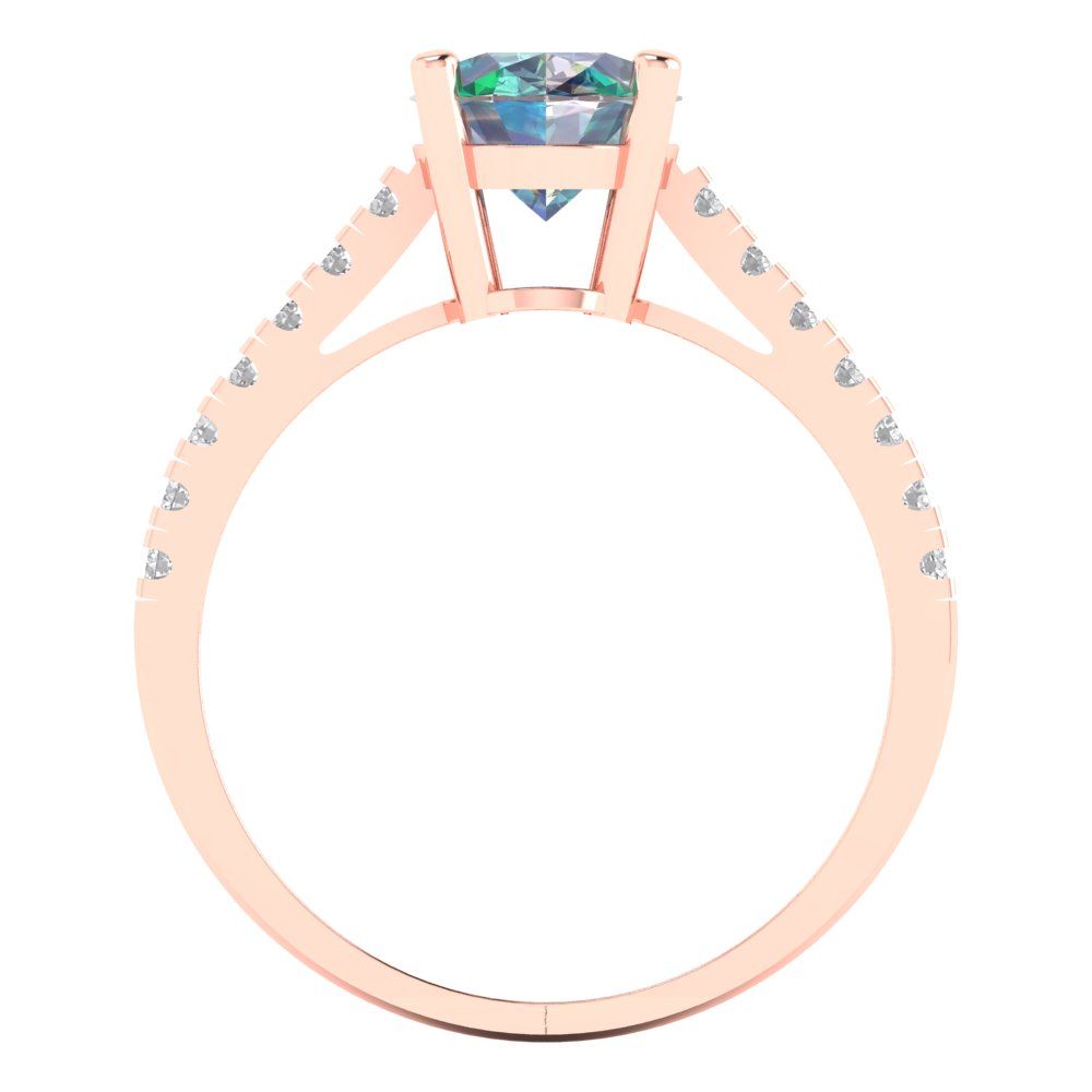 2.21 cttw Blue Moissanite Solitaire with Zirconia Simulated Diamond Accents Engagement Ring - Solid Gold (Oval Cut,9X7mm)