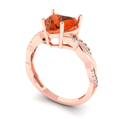 2.1 cttw Zirconia Simulated Red Diamond Solitaire with Zirconia Simulated Diamond Accents Engagement Ring - Solid Gold (VVS1, Heart Cut,8mm)