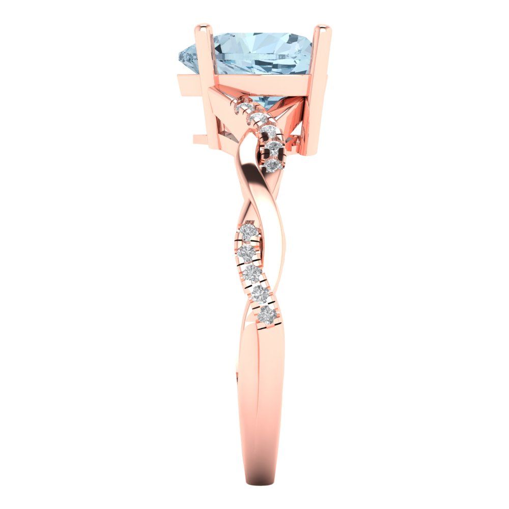 2.1 cttw Zirconia Simulated Blue Diamond Solitaire with Zirconia Simulated Diamond Accents Engagement Ring - Solid Gold (VVS1, Heart Cut,8mm)