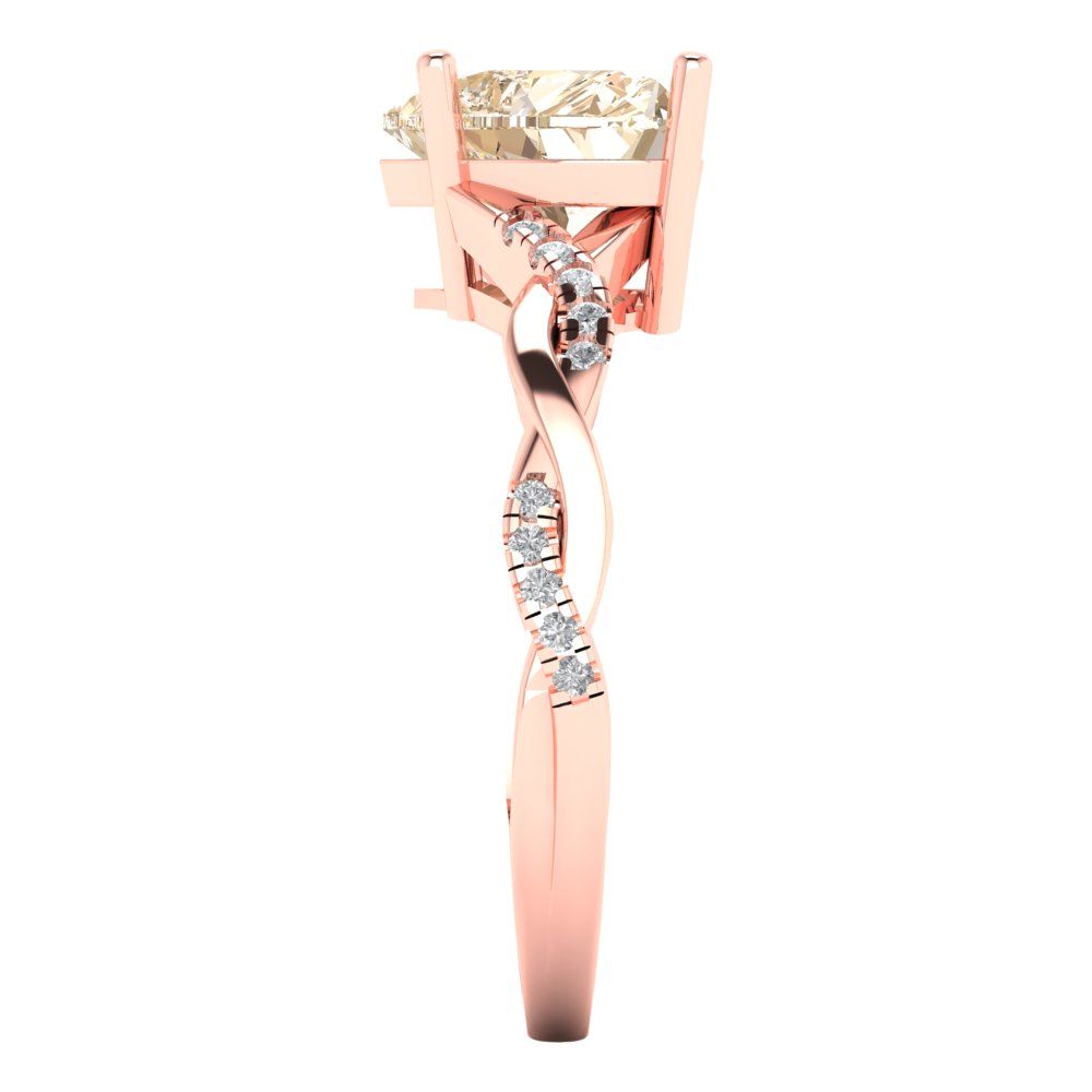 2.1 cttw Natural Morganite Solitaire with Zirconia Simulated Diamond Accents Engagement Ring - Solid Gold (Heart Cut,8mm)