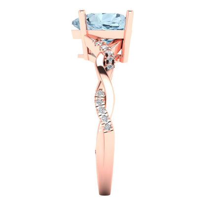 2.1 cttw Natural Sky Blue Topaz Solitaire with Zirconia Simulated Diamond Accents Engagement Ring - Solid Gold (Heart Cut,8mm)