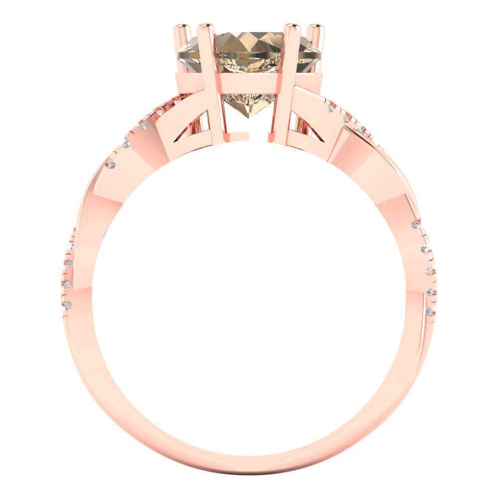 2.1 cttw Yellow Moissanite Solitaire with Zirconia Simulated Diamond Accents Engagement Ring - Solid Gold (Heart Cut,8mm)