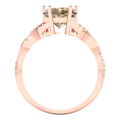 2.1 cttw Yellow Moissanite Solitaire with Zirconia Simulated Diamond Accents Engagement Ring - Solid Gold (Heart Cut,8mm)