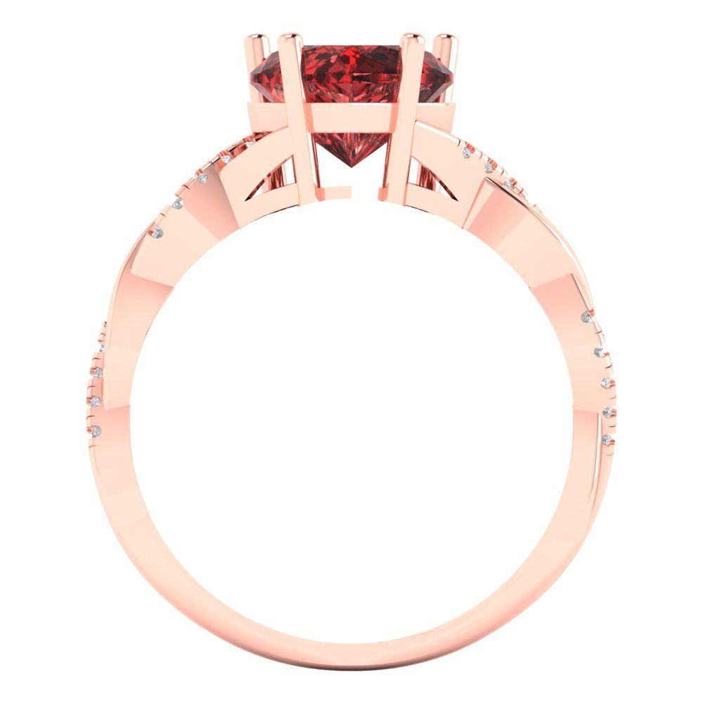 2.1 cttw Natural Garnet Solitaire with Zirconia Simulated Diamond Accents Engagement Ring - Solid Gold (Heart Cut,8mm)