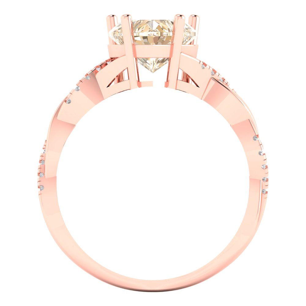 2.1 cttw Natural Morganite Solitaire with Zirconia Simulated Diamond Accents Engagement Ring - Solid Gold (Heart Cut,8mm)