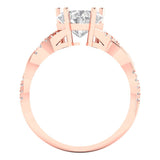 2.1 ct Brilliant Heart Cut Natural Diamond Stone Clarity SI1-2 Color G-H Rose Gold Solitaire with Accents Ring