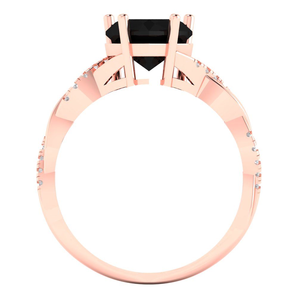 2.1 cttw Natural Onyx Solitaire with Zirconia Simulated Diamond Accents Engagement Ring - Solid Gold (Heart Cut,8mm)