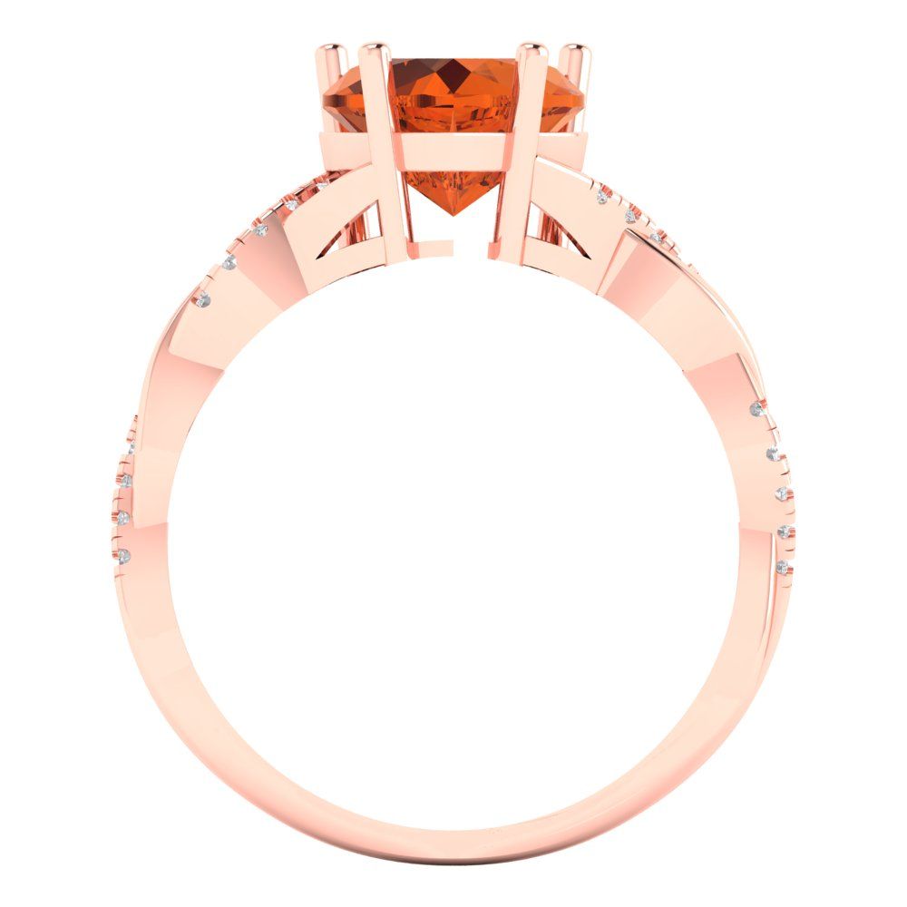 2.1 cttw Simulated Ruby Solitaire with Zirconia Simulated Diamond Accents Engagement Ring - Solid Rose Gold (VVS1, Heart Cut,8mm)