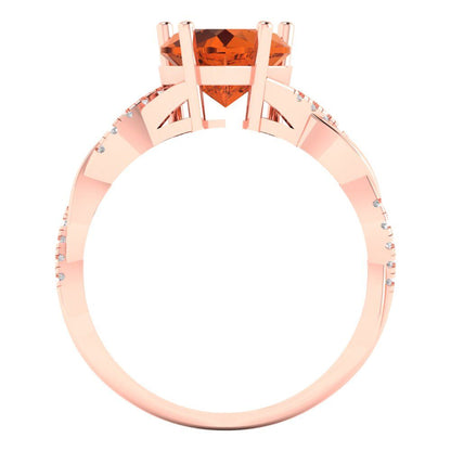 2.1 cttw Simulated Ruby Solitaire with Zirconia Simulated Diamond Accents Engagement Ring - Solid Rose Gold (VVS1, Heart Cut,8mm)