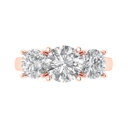 3 cttw Certified Moissanite Three-Stone Engagement Ring - Solid Gold (VVS1, D-F,Round Cut,7.5mm)