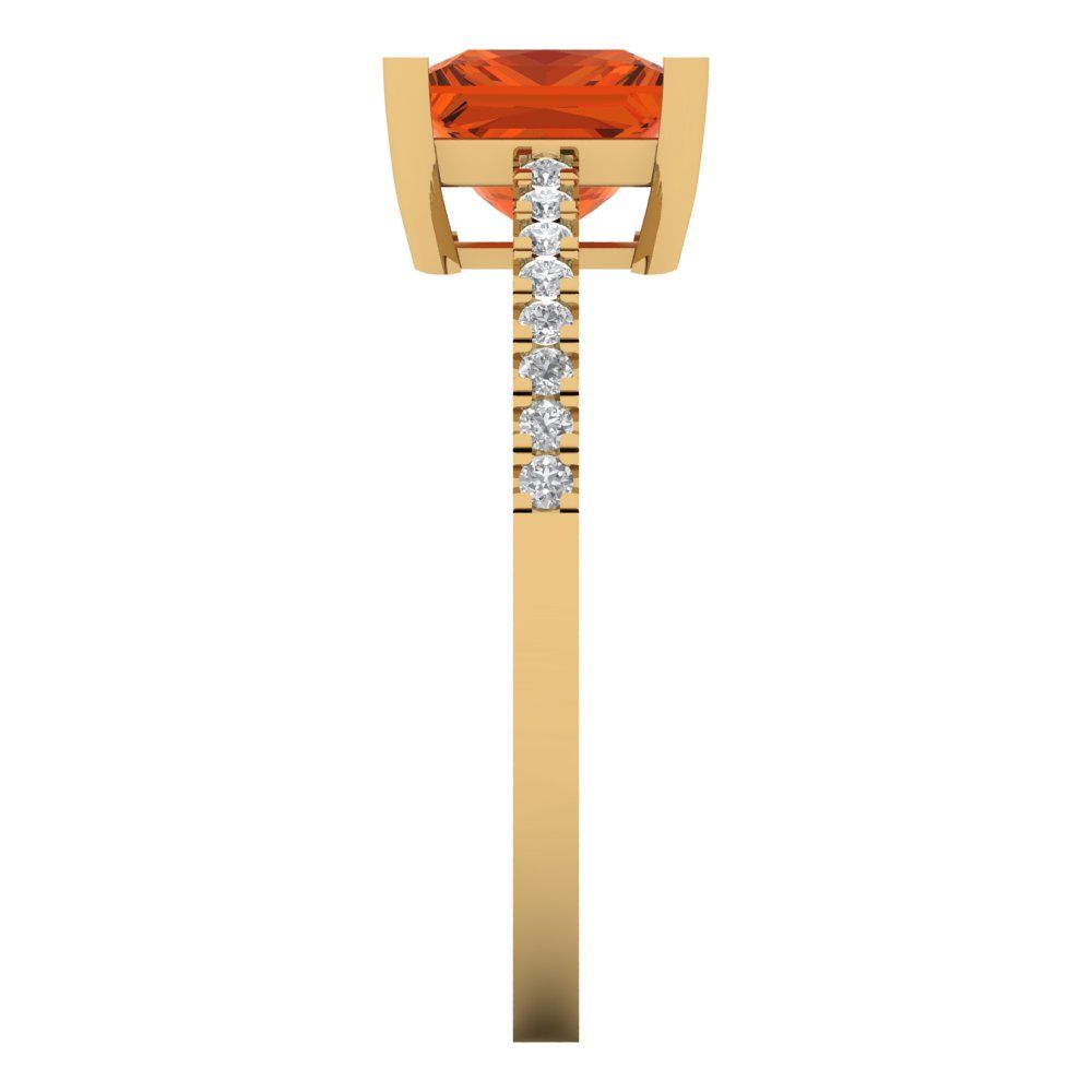 1.62 cttw Zirconia Simulated Red Diamond Solitaire with Zirconia Simulated Diamond Accents Engagement Ring - Solid Gold (VVS1, Princess Cut,6.5mm)