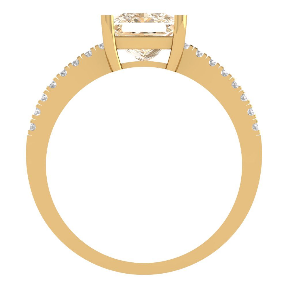 1.62 cttw Natural Morganite Solitaire with Zirconia Simulated Diamond Accents Engagement Ring - Solid Gold (Princess Cut,6.5mm)