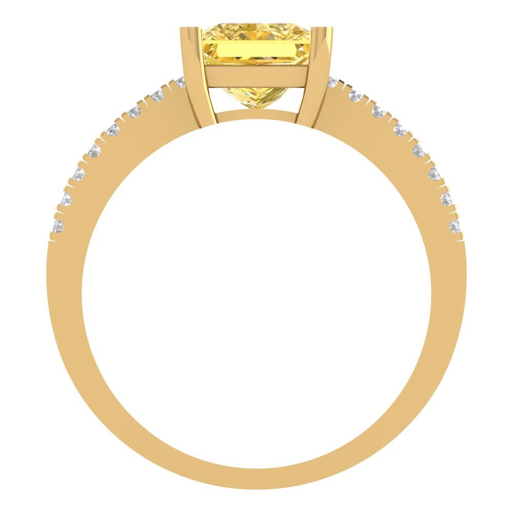 1.62 cttw Natural Citrine Solitaire with Zirconia Simulated Diamond Accents Engagement Ring - Solid Gold (Princess Cut,6.5mm)