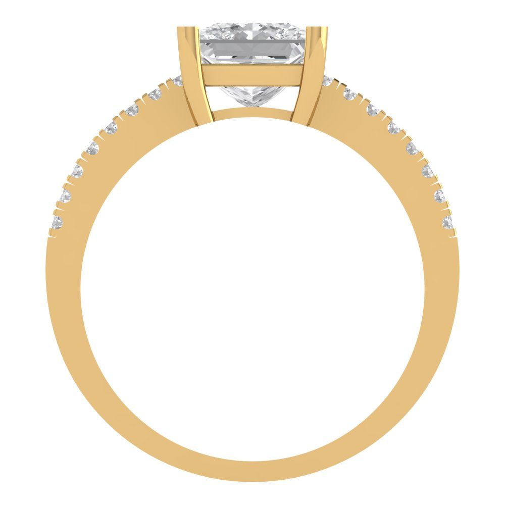 1.62 cttw White Sapphire Solitaire with Zirconia Simulated Diamond Accents Engagement Ring - Solid Gold (Princess Cut,6.5mm)