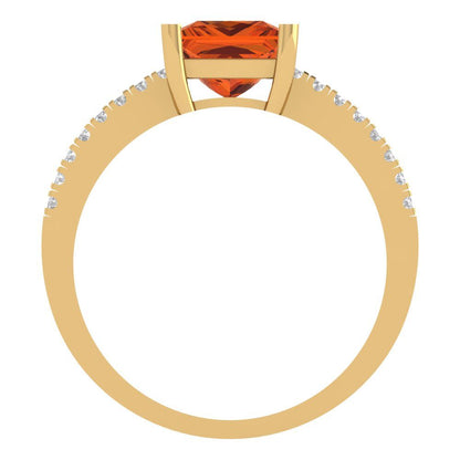 1.62 cttw Simulated Ruby Solitaire with Zirconia Simulated Diamond Accents Engagement Ring - Solid Yellow Gold (VVS1, Princess Cut,6.5mm)
