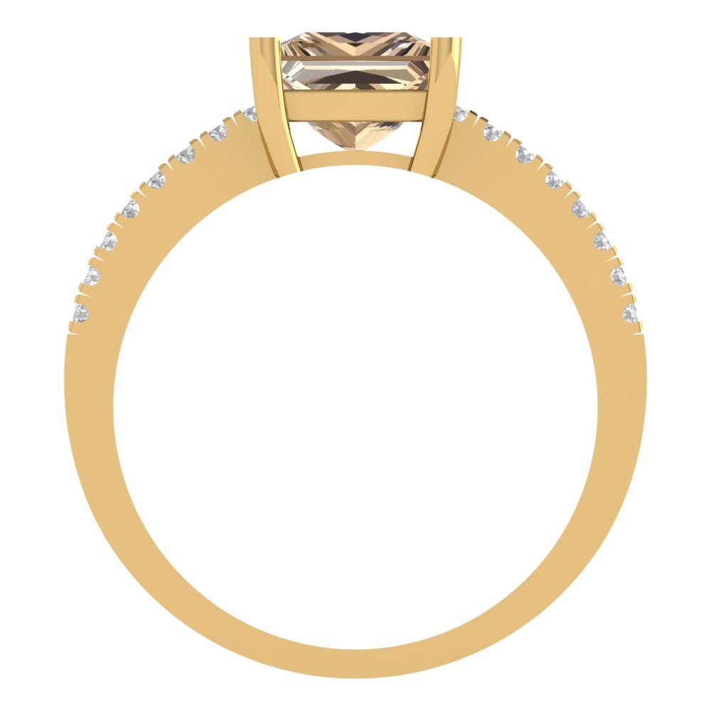 1.62 cttw Yellow Moissanite Solitaire with Zirconia Simulated Diamond Accents Engagement Ring - Solid Gold (Princess Cut,6.5mm)