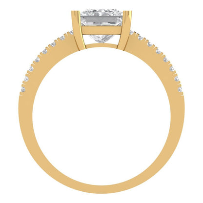 1.62 cttw Certified Moissanite Solitaire with Zirconia Simulated Diamond Accents Engagement Ring - Solid Gold (VVS1, D-F,Princess Cut,6.5mm)